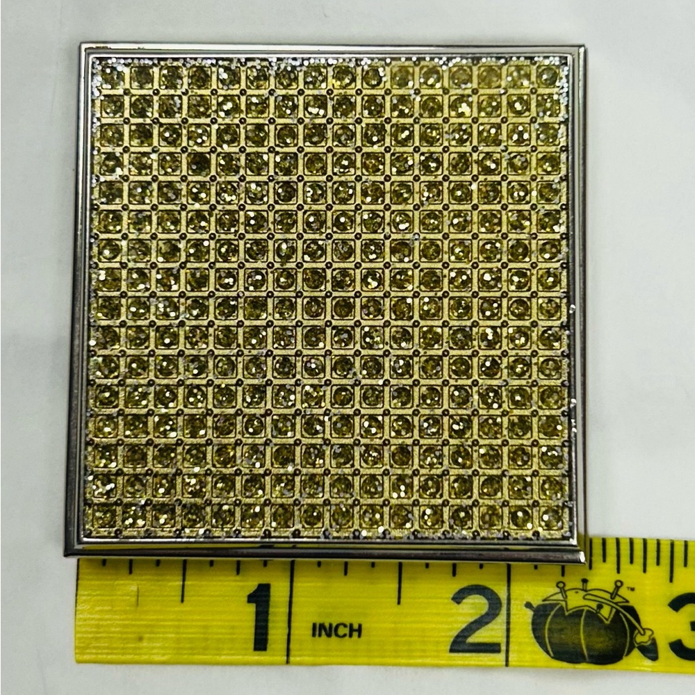 Vintage Gold Rhinestone Mirrored Compact Case